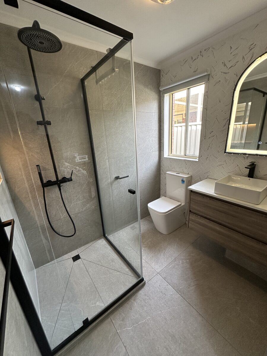 Modern grey bathroom renovation