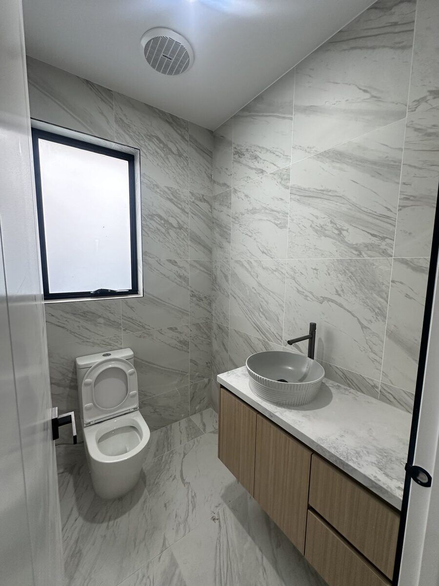 White marble powder room