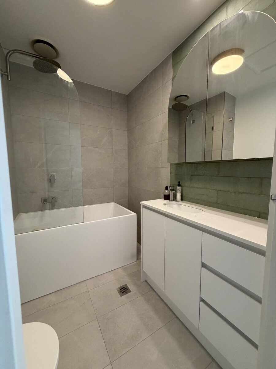 Bathroom with freestanding bath